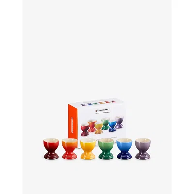 Le Creuset Rainbow Stoneware Egg Cups Set Of Six In Multi