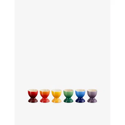 Le Creuset Rainbow Stoneware Egg Cups Set Of Six In Multi