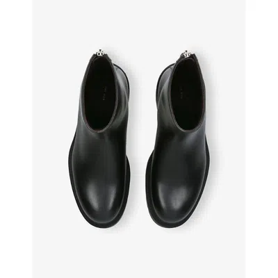 The Row Nobilis Leather Ankle Boots In Black