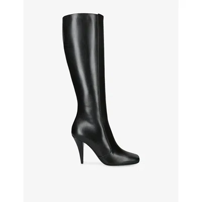 Givenchy Womens Black Round-toe 95 Leather High-leg Boots Eur 37 / 4 Uk In Black