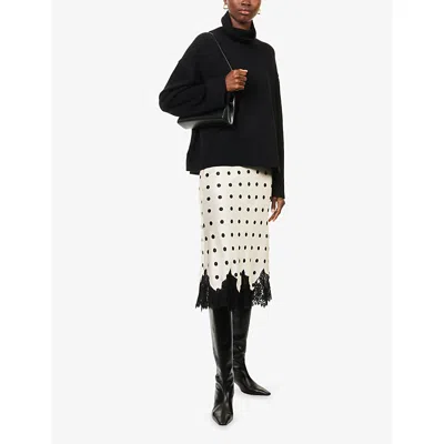 Reformation Womens Sundae Dot Carolina Polka-dot Silk Midi Skirt Xs In White