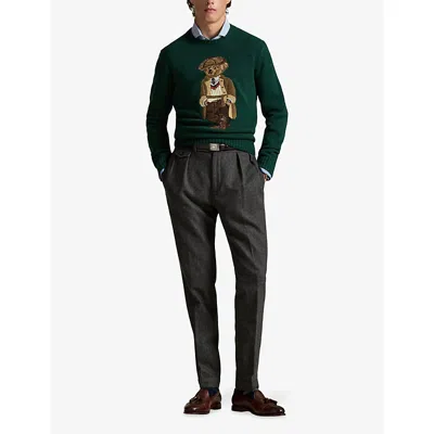 Polo Ralph Lauren Crew Neck Knit Sweater With Ribbed Textures In Green