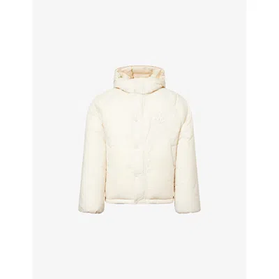 Amiri Mens Alabaster Logo-patch Padded Shell-down Jacket Xl In Neutral