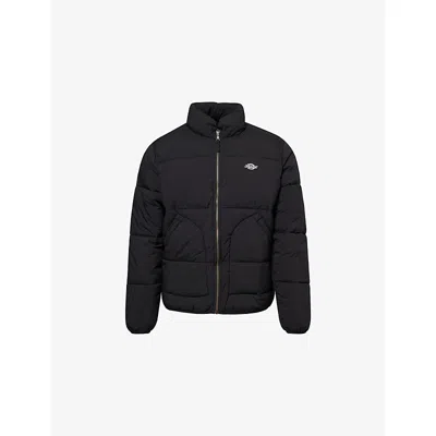 Dickies Mens Black Summerdale Logo-embroidered Shell-down Puffer Jacket In Black