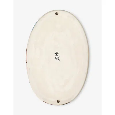 Damson Madder Harlequin-pattern Oval Ceramic Serving Platter In Multi