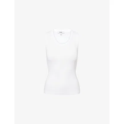 Agolde Womens White Poppy Ribbed Stretch-woven Top In White