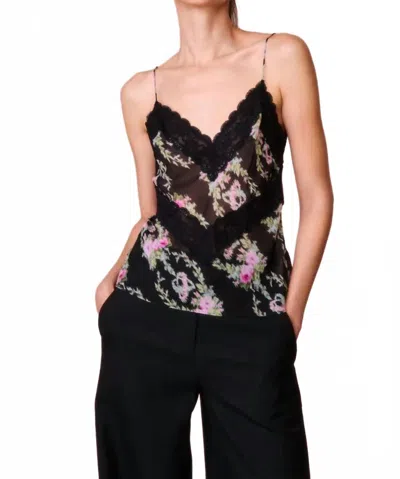 Loveshackfancy Brimsley V-neck Top In Blackcoffee In Multi