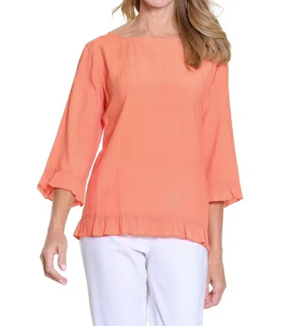 Multiples Ruffle Hem Woven Top In Melon In Orange