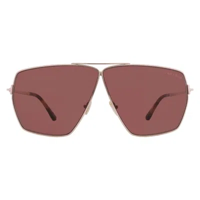 Tom Ford Stella Brown Pilot Ladies Sunglasses Ft1185 28e 67 In Gold