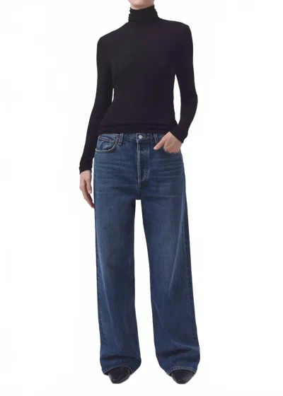 Agolde Pascale Turtleneck Top In Black In Black