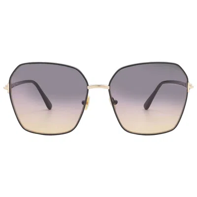 Tom Ford Claudia-02 Smoke Gradient To Lilac Butterfly Ladies Sunglasses Ft0839 01b 62 In Multi