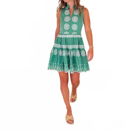 Oliphant Yoke Mini Dress In Soleil Green In Multi