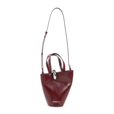 Jacquemus Trapezoidal Red Leather Handbag With Silver Detailing In Red