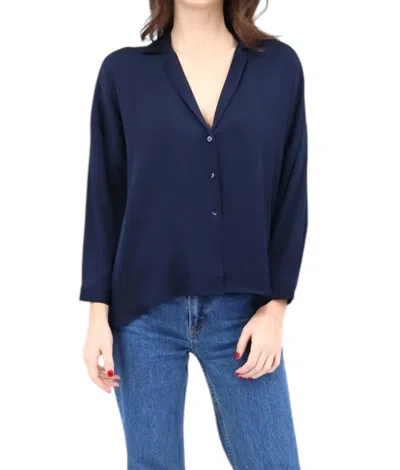 Nouvelle Silk95five Alaska Long Sleeve Shirt In Navy In Multi