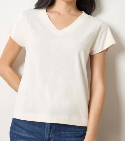 Lilla P Relaxed Short Sleeve V-neck Tee In Talc In Animal Print