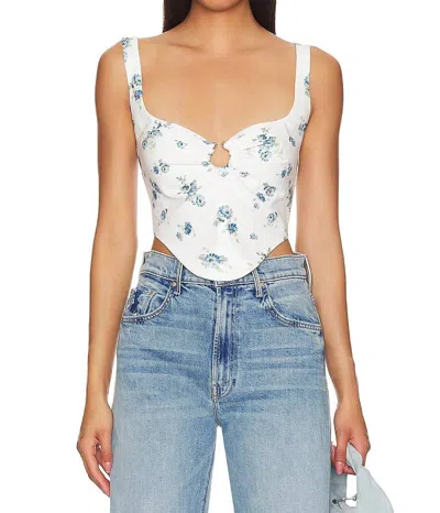 Bardot Cello Bustier Top In Blue Floral In Blue