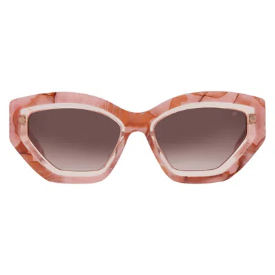 Philipp Plein Brown Gradient Cat Eye Ladies Sunglasses Spp099m 06z8 55 In Brown