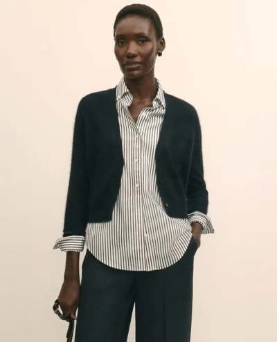 Brooks Brothers Wool-cashmere Blend Cropped Cardigan Sweater In Black