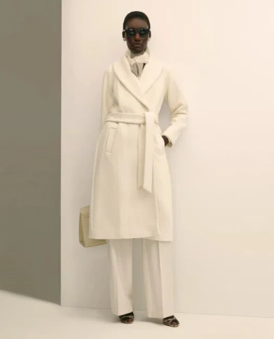 Brooks Brothers Wool Blend Shawl-collar Wrap Coat In White