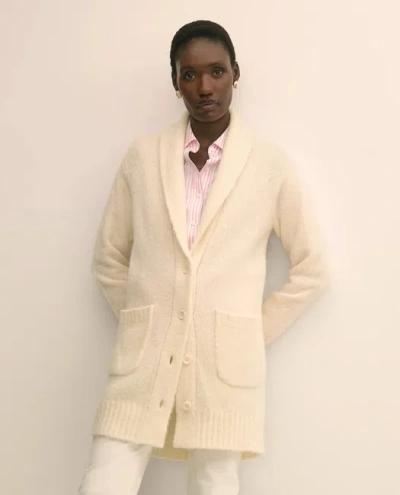 Brooks Brothers Alpaca-wool Blend Shawl Collar Tunic Cardigan Sweater In Neutral