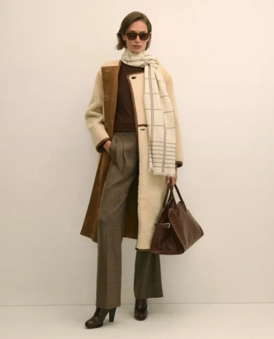 Brooks Brothers Double-breasted Shearling Coat In White