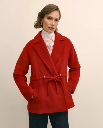 Brooks Brothers Wool Double-faced Drawstring Waist Coat In Red