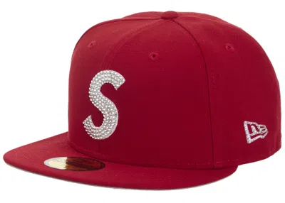 Pre-owned Supreme Swarovski S Logo New Era 59fifty Fitted Hat In Red