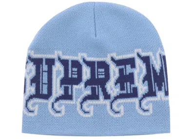 Pre-owned Supreme New Era Outline Beanie In Light Blue