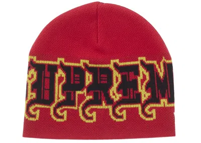 Pre-owned Supreme New Era Outline Beanie In Red