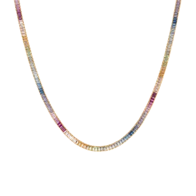 Aurate New York Rainbow Baguette Tennis Necklace In Multi