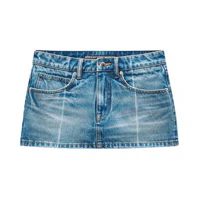Pre-owned Alexander Wang Skort W/ Faded Fold Lines 'vintage Marbled Blue' | Women's Size 28