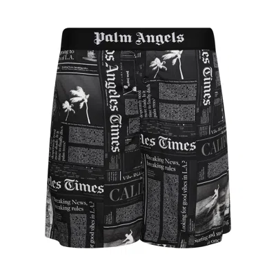 Pre-owned Palm Angels X La Times News Shorts 'black / Off White' | Men's Size M