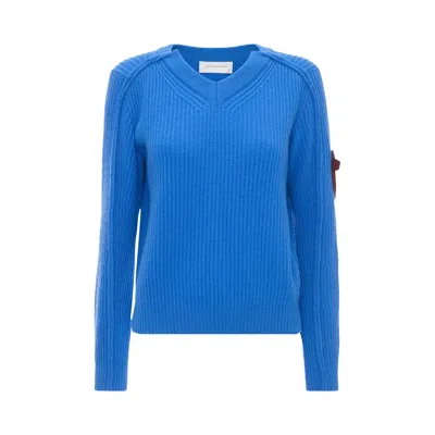 Pre-owned Victoria Beckham V Neck Jumper 'regatta/burgundy' | Pink | Women's Size M