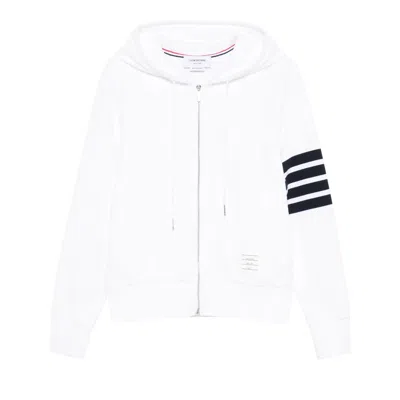 Pre-owned Thom Browne Classic Loopback With Engineered 4 Bar Zip Up Hoodie 'white/navy' | Men's Size 3