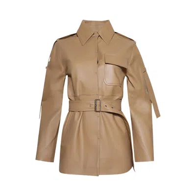 Pre-owned Victoria Beckham Belted Boxy Leather Jacket 'butter' | Yellow | Women's Size 6