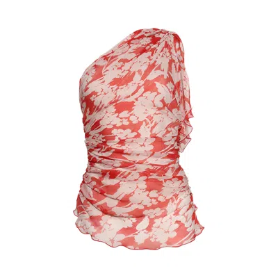 Pre-owned Victoria Beckham One-shoulder Draped Top 'chilli/blush' | Red | Women's Size 6