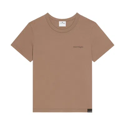 Pre-owned Courrèges Embroidered T-shirt 'mocha' | Brown | Women's Size L