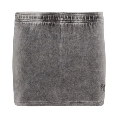 Pre-owned Alexander Wang Mid Rise Mini Embossed Logo Skort 'washed Alloy' | Grey | Women's Size Xs In Gray