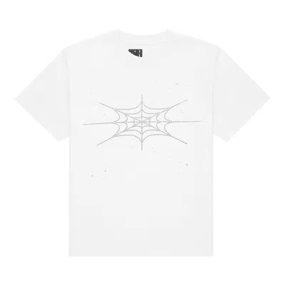 Pre-owned Sp5der Rhinestone Silk Tee 'white' | Men's Size S