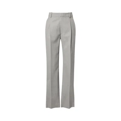 Pre-owned Victoria Beckham Drop-waist Straight Leg Trouser 'light Grey Melange' | Women's Size 6 In Gray