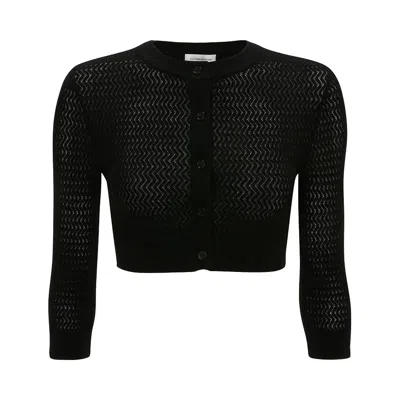 Pre-owned Victoria Beckham Cropped Sleeve Cardigan 'black' | Women's Size Xs