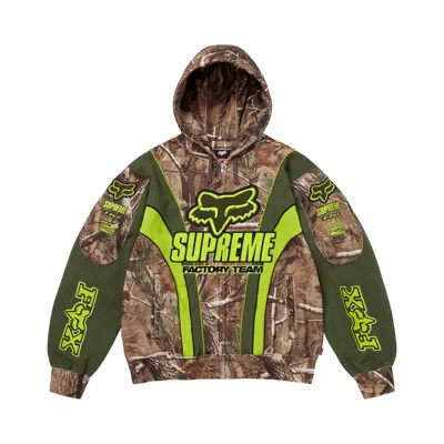 Pre-owned Supreme X Fox Racing Zip Up Hooded Sweatshirt 'realtree Ap Camo' | Green | Men's Size M