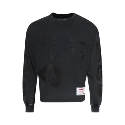 Pre-owned Rivington Roi Rebis Bad Eyes Garden Long-sleeve Tee 'washed Black' | Men's Size Xl
