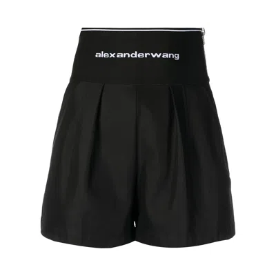 Pre-owned Alexander Wang Logo Elastic Safari Shorts 'black' | Women's Size 2