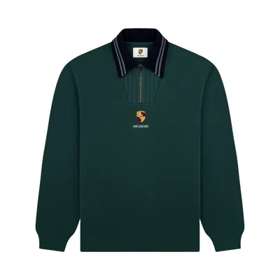 Pre-owned Aimé Leon Dore X Porsche Jacquard Collar Quarter Zip Pullover 'pine Grove' | Green | Men's Size M