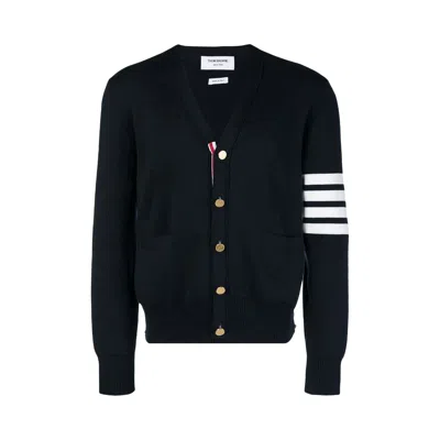 Pre-owned Thom Browne Milano Stitch V Neck Cotton Crepe Cardigan 'navy' | Blue | Men's Size 4