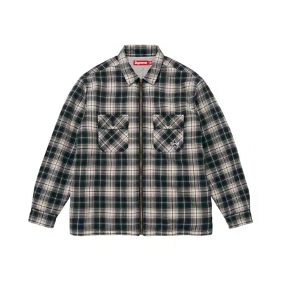 Pre-owned Supreme Thermal Lined Zip Up Flannel Shirt 'black' | Men's Size Xl