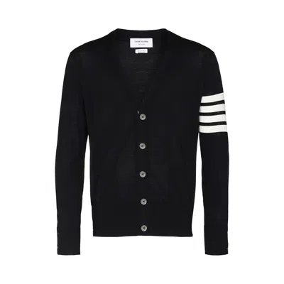 Pre-owned Thom Browne Jersey Stitch Relaxed Fit V Neck Cardigan 'black' | Men's Size 5