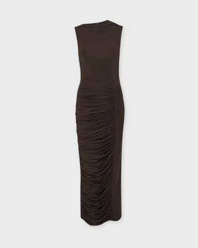 Rotate Birger Christensen Rotate Dressruched Midi In Brown