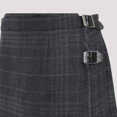 Balenciaga Grey Pleated Wool Mini Skirt In Gray